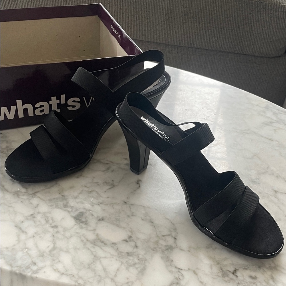 Aerosoles black sandals heel pedipure stretch